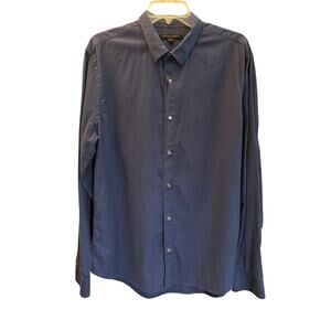John Varvatos Blue Cotton Snap Button Up Shirt Mens Size Large